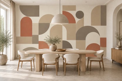Geometric Arches Wallpaper Mid Century Modern Wall Mural