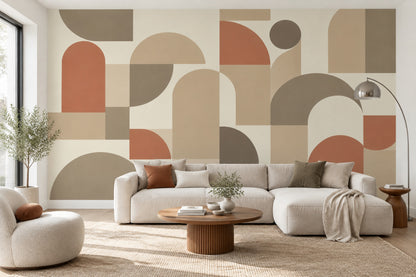 Geometric Arches Wallpaper Mid Century Modern Wall Mural