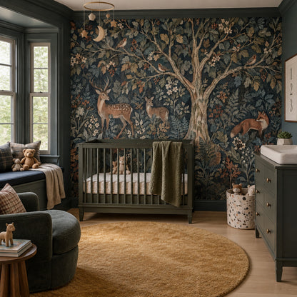 Forest Animals Wallpaper Dark Woodland Wall Mural