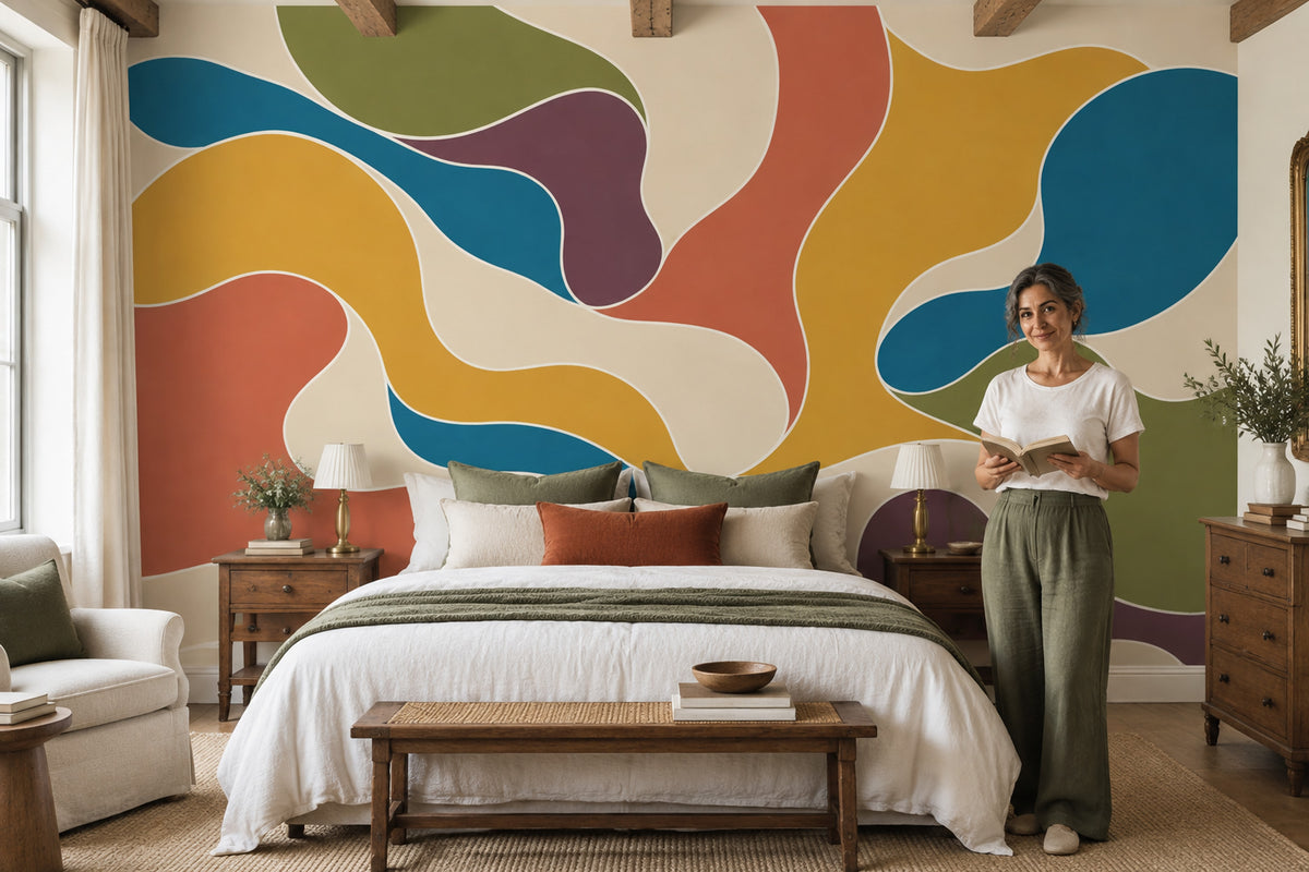 Organic Color Block Wallpaper Mid Century Modern Wall Mural
