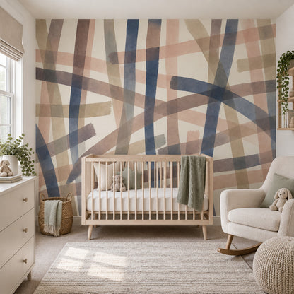 Abstract Brushstroke Stripes Wallpaper Geometric Watercolor Wall Mural