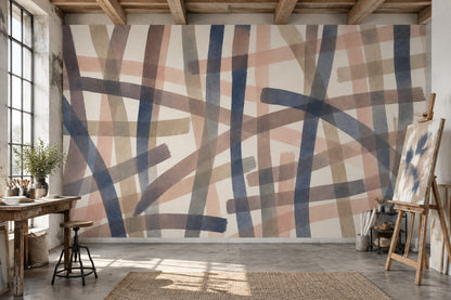 Abstract Brushstroke Stripes Wallpaper Geometric Watercolor Wall Mural
