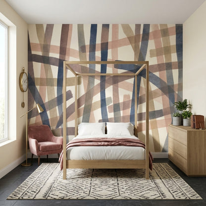 Abstract Brushstroke Stripes Wallpaper Geometric Watercolor Wall Mural