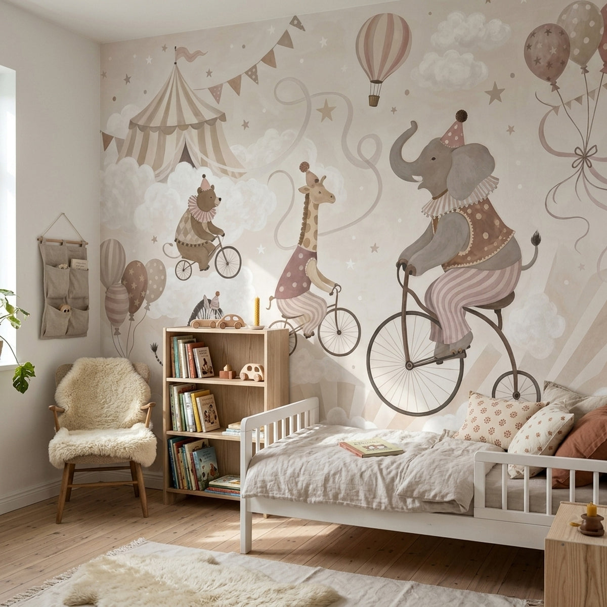 Circus Animals Wallpaper Hot Air Balloon Wall Mural