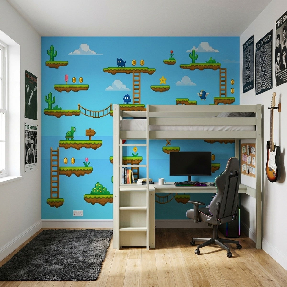 Pixel Art Platform Game Wallpaper Floating Islands Wall Mural