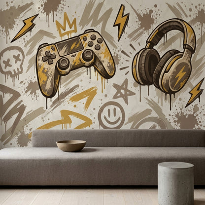 Gaming Controller Wallpaper Graffiti Street Art Wall Mural