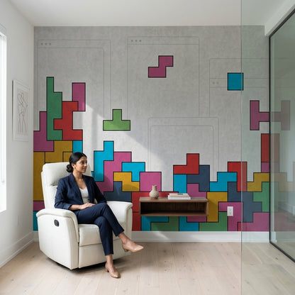 Geometric Block Shapes Wallpaper Concrete Texture Wall Mural