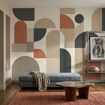 Geometric Arches Wallpaper Mid Century Modern Wall Mural