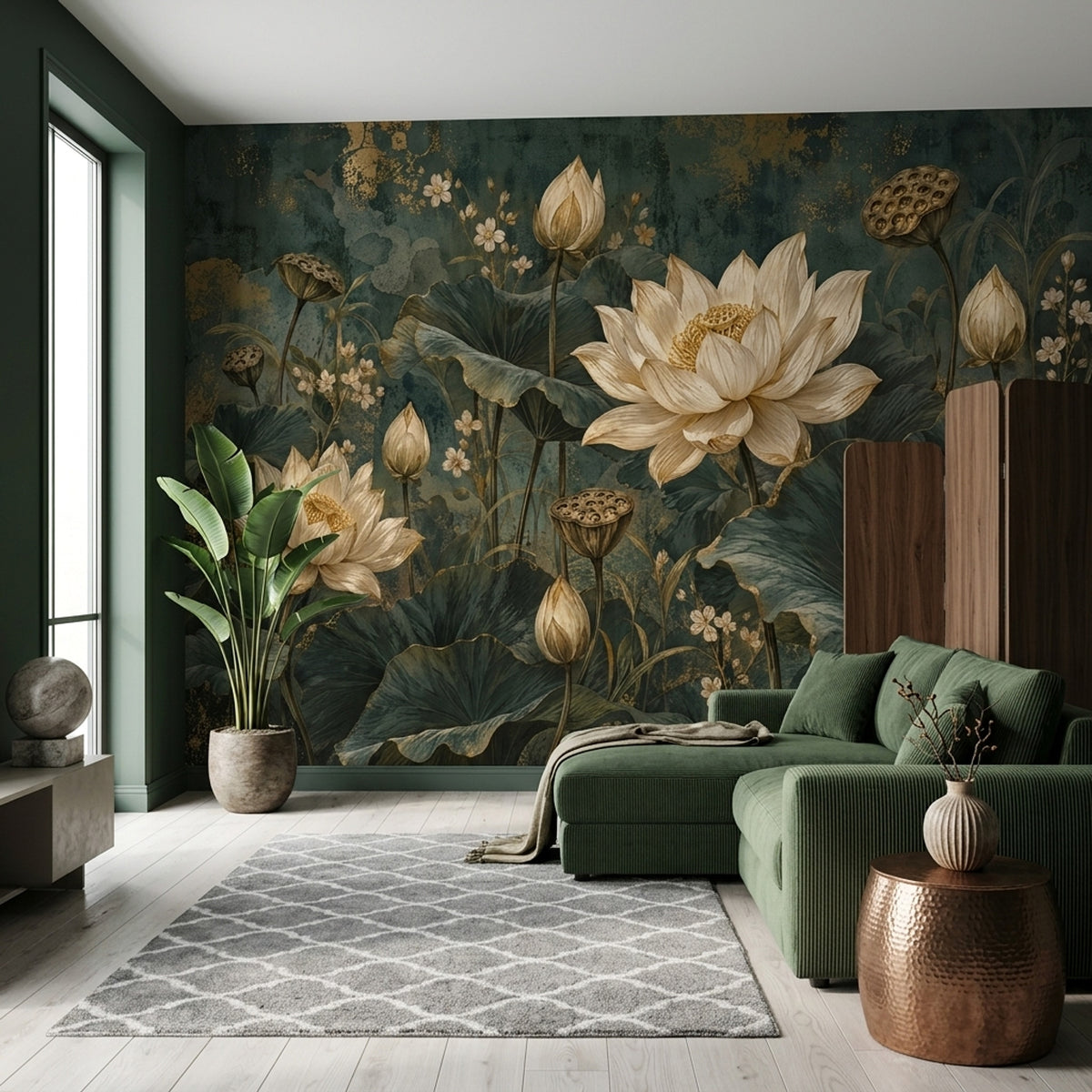 Lotus Flowers Wallpaper Dark Floral Wall Mural
