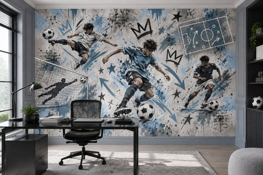 Graffiti Soccer Players Wallpaper Urban Sports Wall Mural