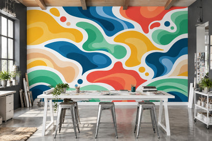 Colorful Organic Shapes Wallpaper Modern Abstract Wall Mural