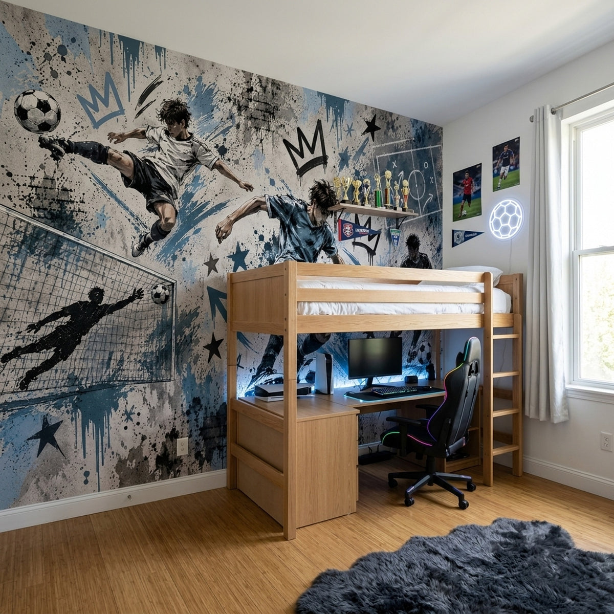 Graffiti Soccer Players Wallpaper Urban Sports Wall Mural