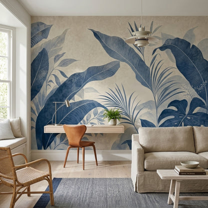 Tropical Leaves Wallpaper Grunge Texture Wall Mural