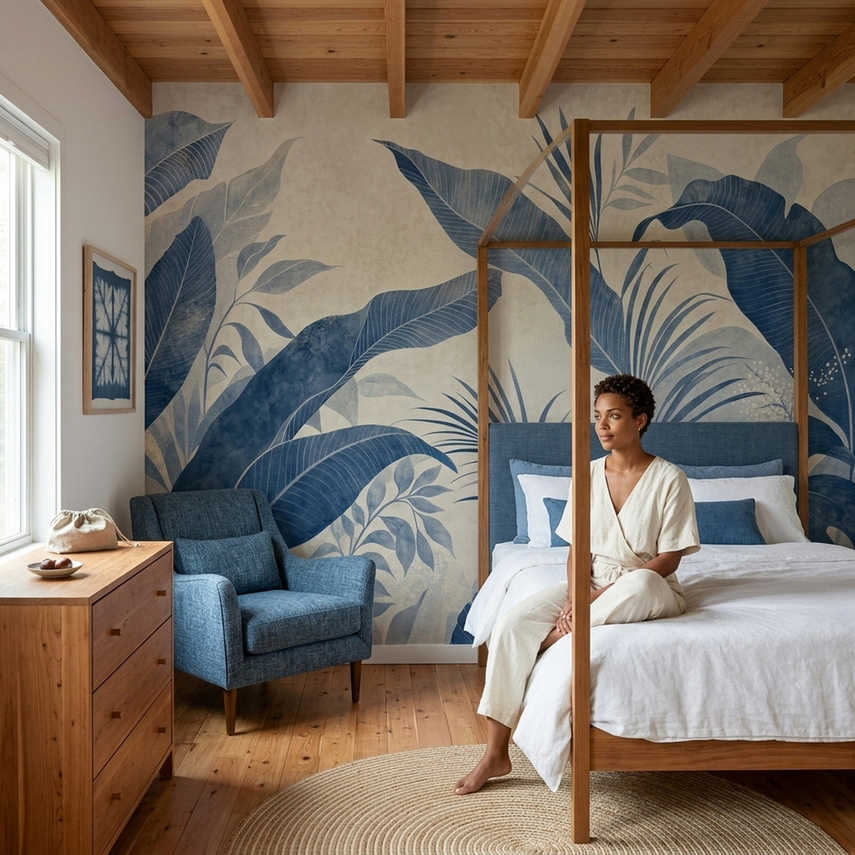Tropical Leaves Wallpaper Grunge Texture Wall Mural