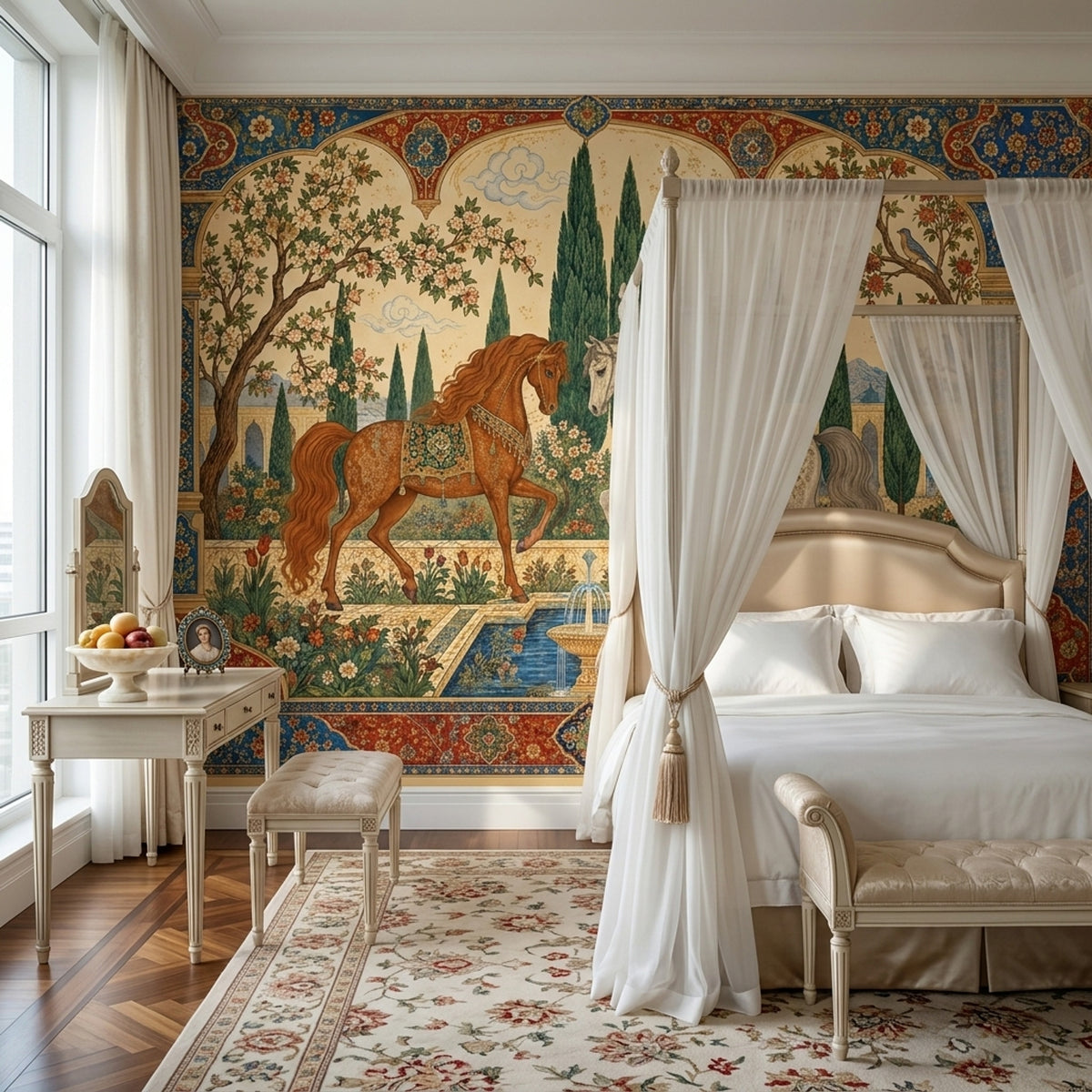 Persian Garden Horses Wallpaper Palace Arch Wall Mural