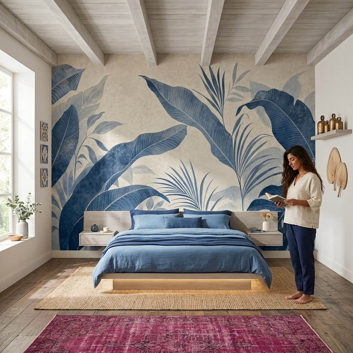 Tropical Leaves Wallpaper Grunge Texture Wall Mural
