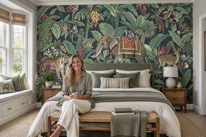 Dark Tropical Jungle Wallpaper Exotic Animals Wall Mural