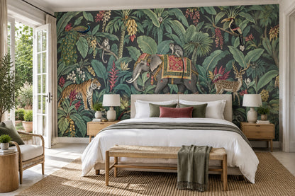 Dark Tropical Jungle Wallpaper Exotic Animals Wall Mural