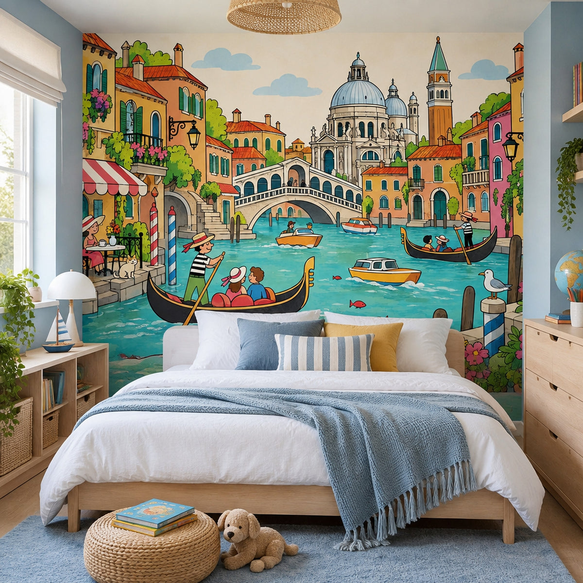 Venice Canal Gondola Wallpaper Colorful Italian Cityscape Wall Mural