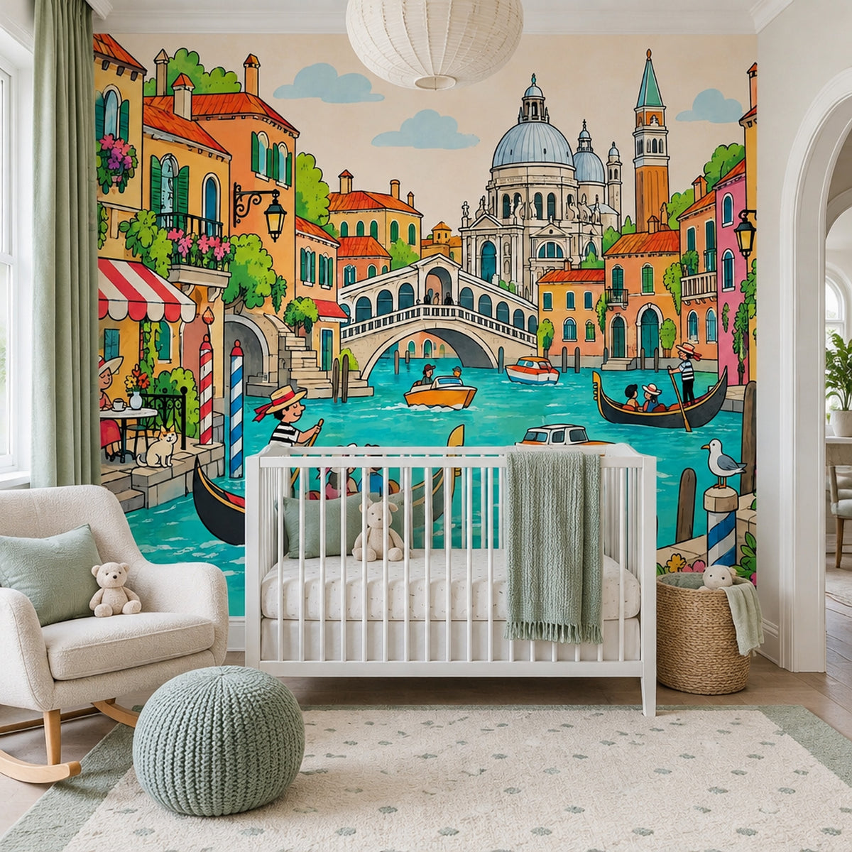 Venice Canal Gondola Wallpaper Colorful Italian Cityscape Wall Mural