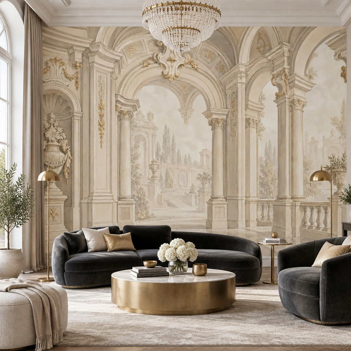 Palace Interior Wallpaper Arched Columns Wall Mural