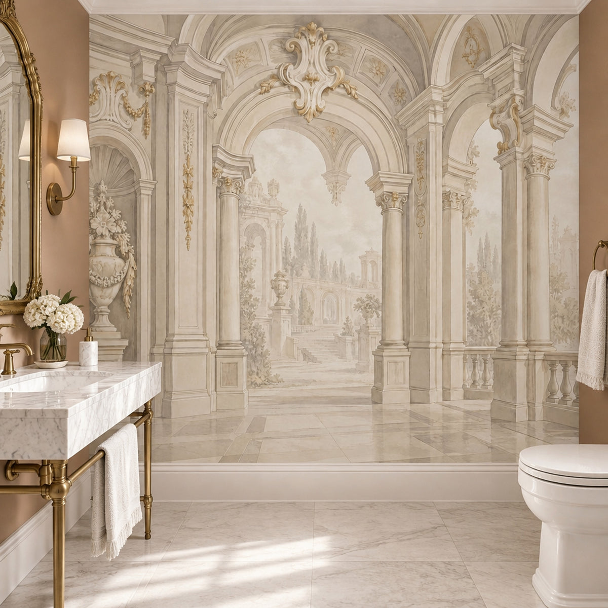 Palace Interior Wallpaper Arched Columns Wall Mural