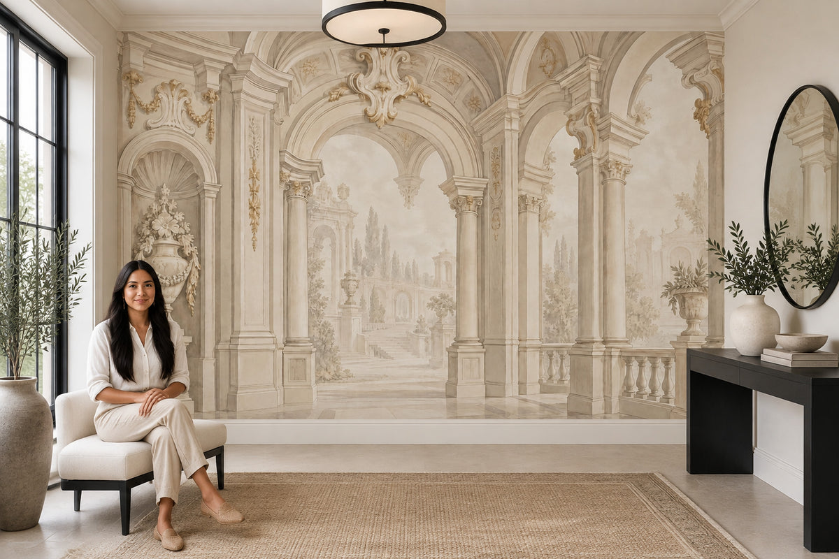 Palace Interior Wallpaper Arched Columns Wall Mural