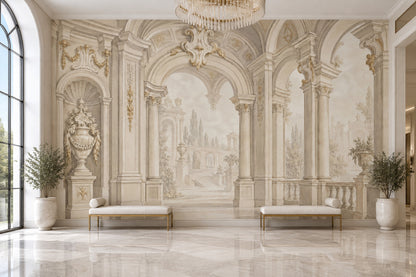Palace Interior Wallpaper Arched Columns Wall Mural