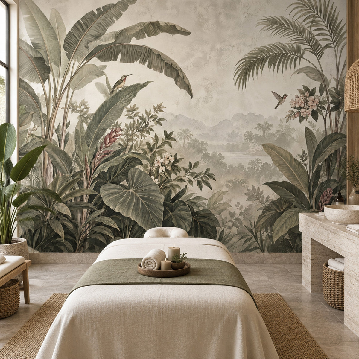 Tropical Jungle Foliage Wallpaper Vintage Landscape Wall Mural