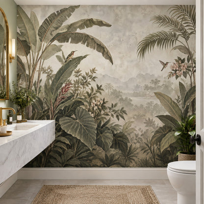 Tropical Jungle Foliage Wallpaper Vintage Landscape Wall Mural