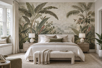 Tropical Jungle Foliage Wallpaper Vintage Landscape Wall Mural