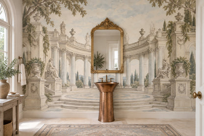 Neoclassical Terrace Wallpaper Cloudy Sky Wall Mural