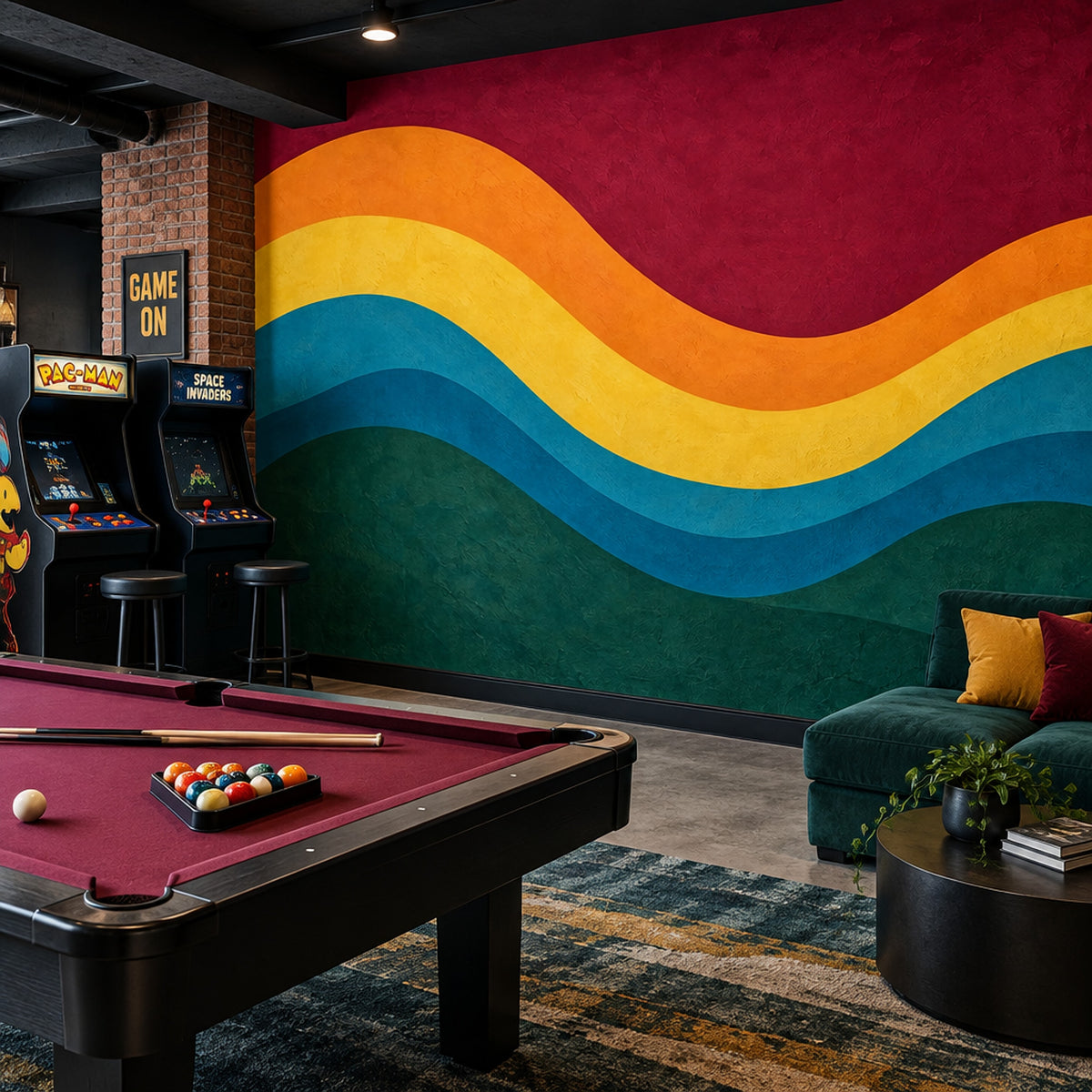 Abstract Color Wave Wallpaper Mid Century Modern Wall Mural