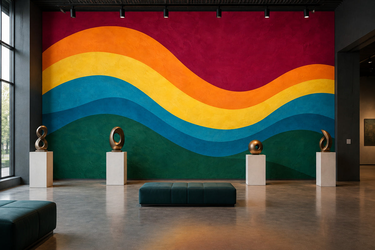 Abstract Color Wave Wallpaper Mid Century Modern Wall Mural