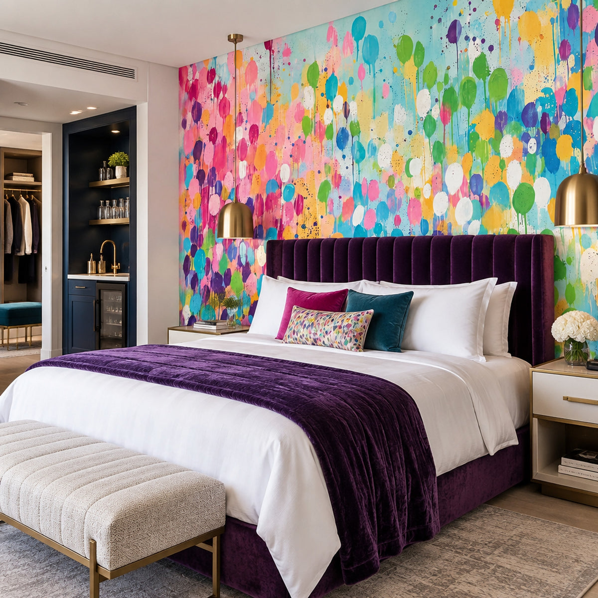 Abstract Paint Drips Wallpaper Colorful Splatter Wall Mural
