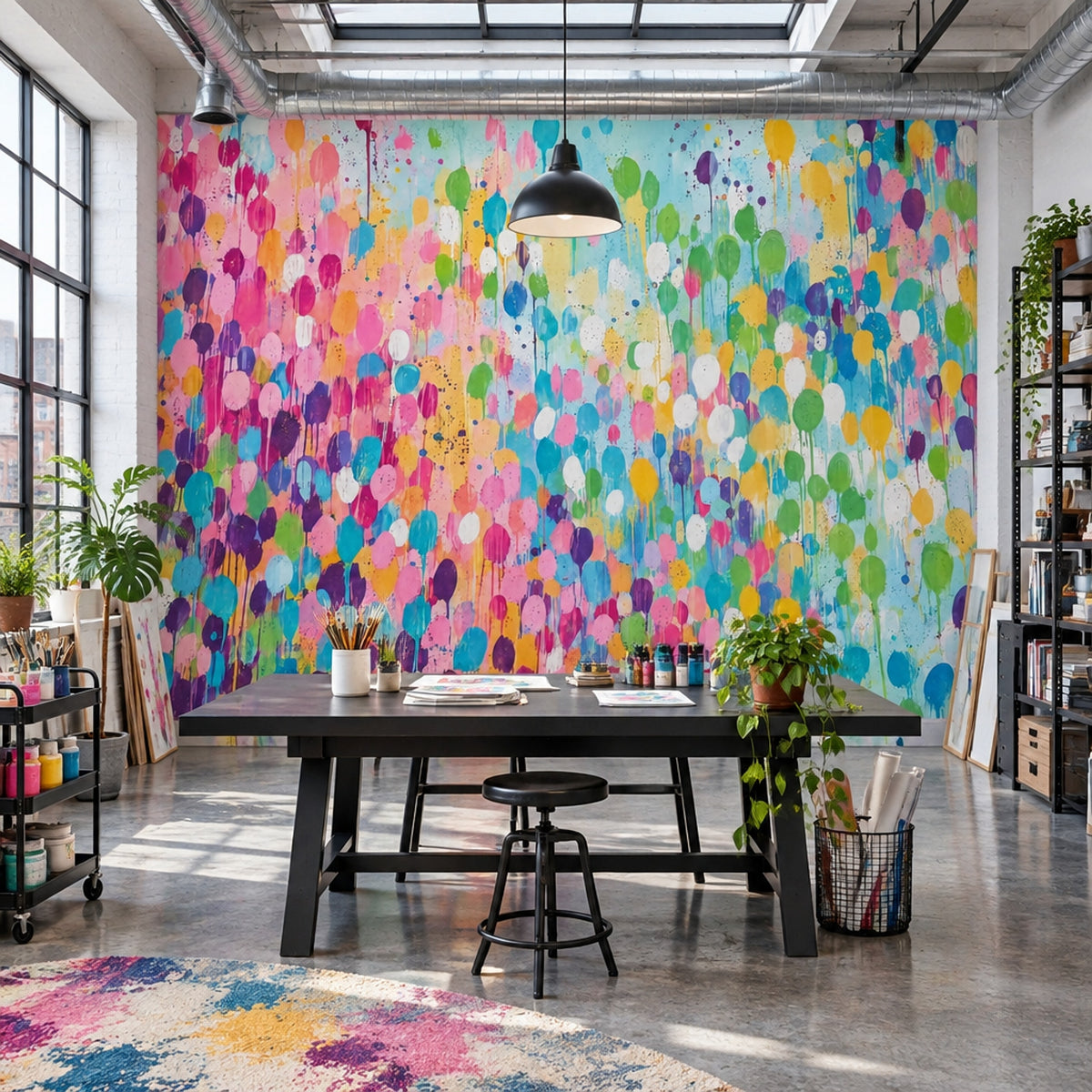 Abstract Paint Drips Wallpaper Colorful Splatter Wall Mural
