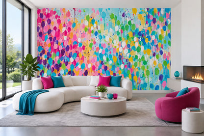Abstract Paint Drips Wallpaper Colorful Splatter Wall Mural