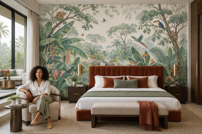 Tropical Jungle Wallpaper Waterfall Landscape Wall Mural