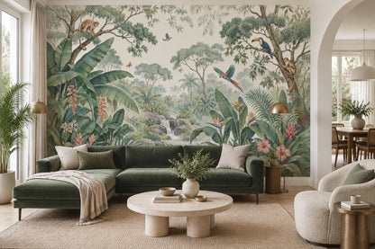 Tropical Jungle Wallpaper Waterfall Landscape Wall Mural