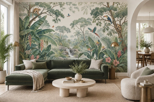 Tropical Jungle Wallpaper Waterfall Landscape Wall Mural