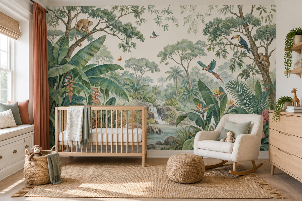 Tropical Jungle Wallpaper Waterfall Landscape Wall Mural