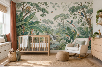 Tropical Jungle Wallpaper Waterfall Landscape Wall Mural