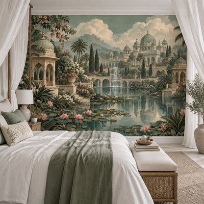 Mughal Palace Wallpaper Lotus Pond Wall Mural