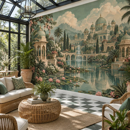 Mughal Palace Wallpaper Lotus Pond Wall Mural