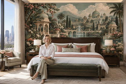 Mughal Palace Wallpaper Lotus Pond Wall Mural