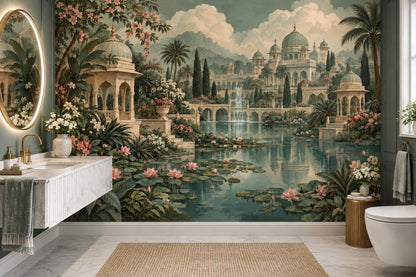 Mughal Palace Wallpaper Lotus Pond Wall Mural