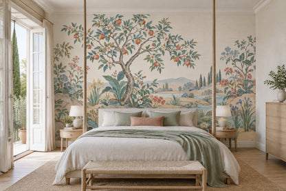 Chinoiserie Garden Landscape Wallpaper Vintage Botanical Wall Mural