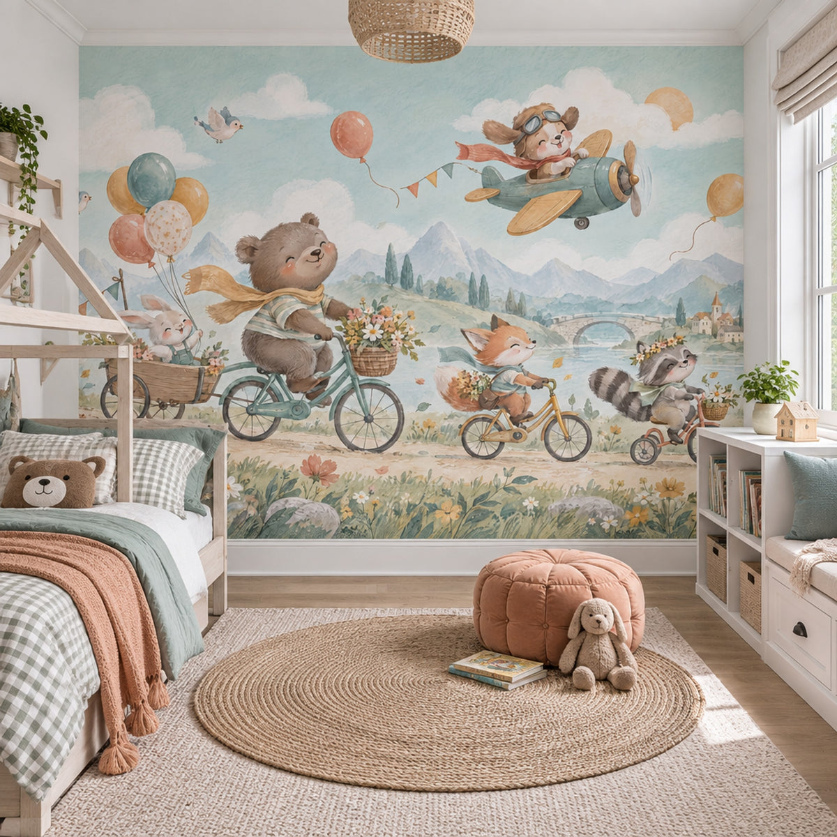 Whimsical Animals Wallpaper Storybook Countryside Wall Mural