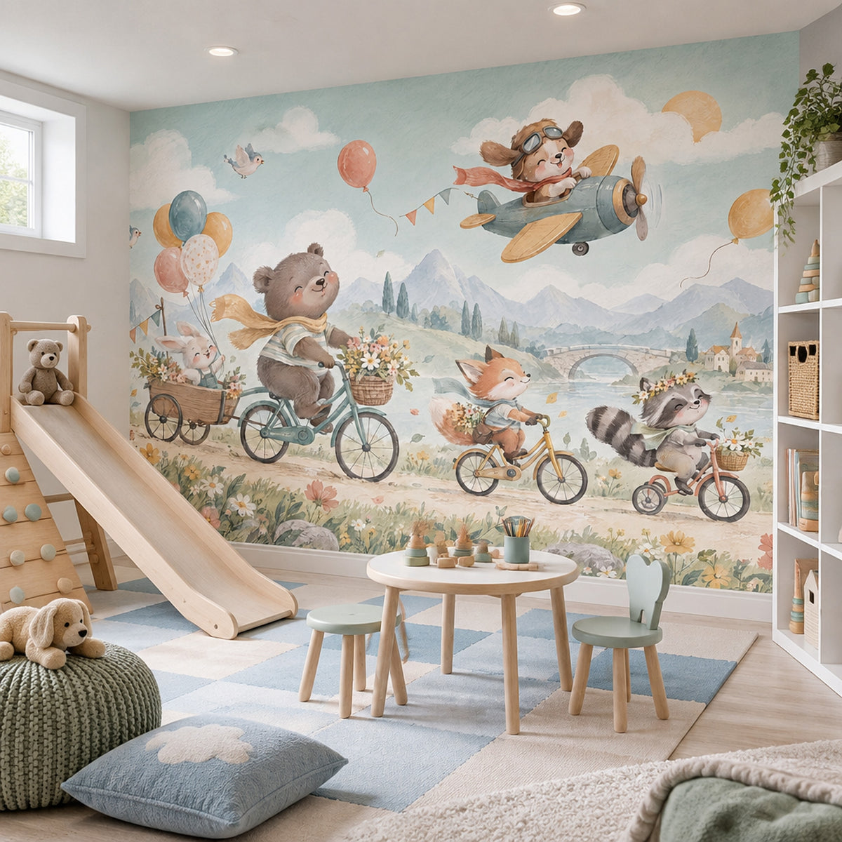 Whimsical Animals Wallpaper Storybook Countryside Wall Mural