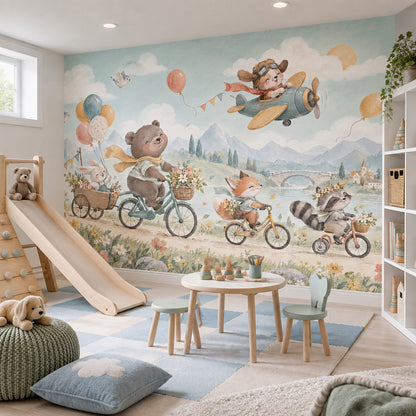 Whimsical Animals Wallpaper Storybook Countryside Wall Mural
